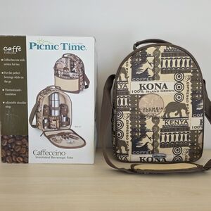 Picnic Time Caffeccino Insulated Beverage Tote 603-27-305 Java Print w/ Box 2007